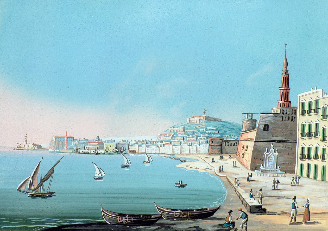 Udsigt over Napoli fra Karminen, ca. 1845 af Italian School