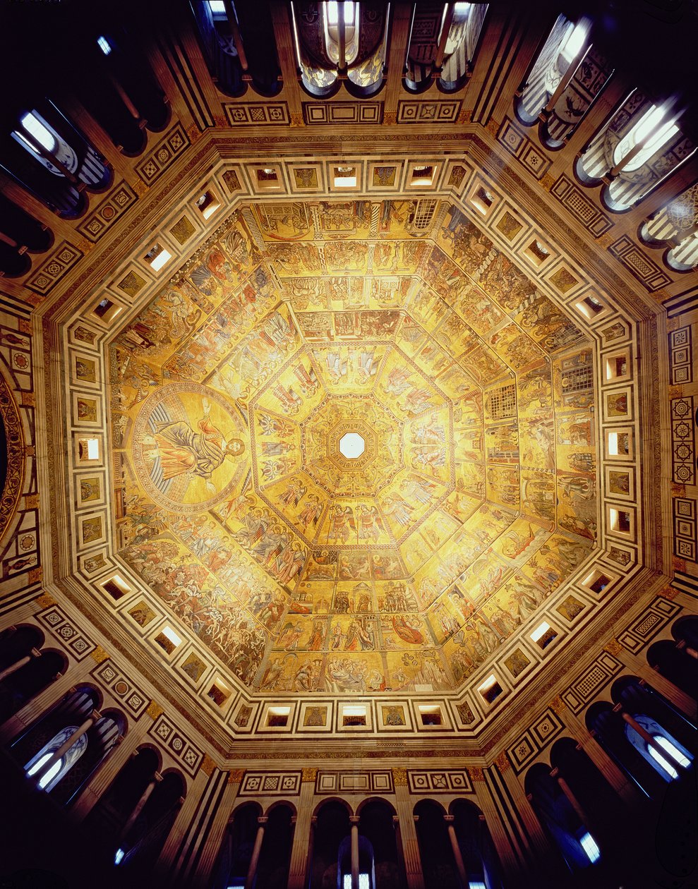 Udsigt over mosaikloftet, påbegyndt i ca. 1225 (mosaik) af Italian School