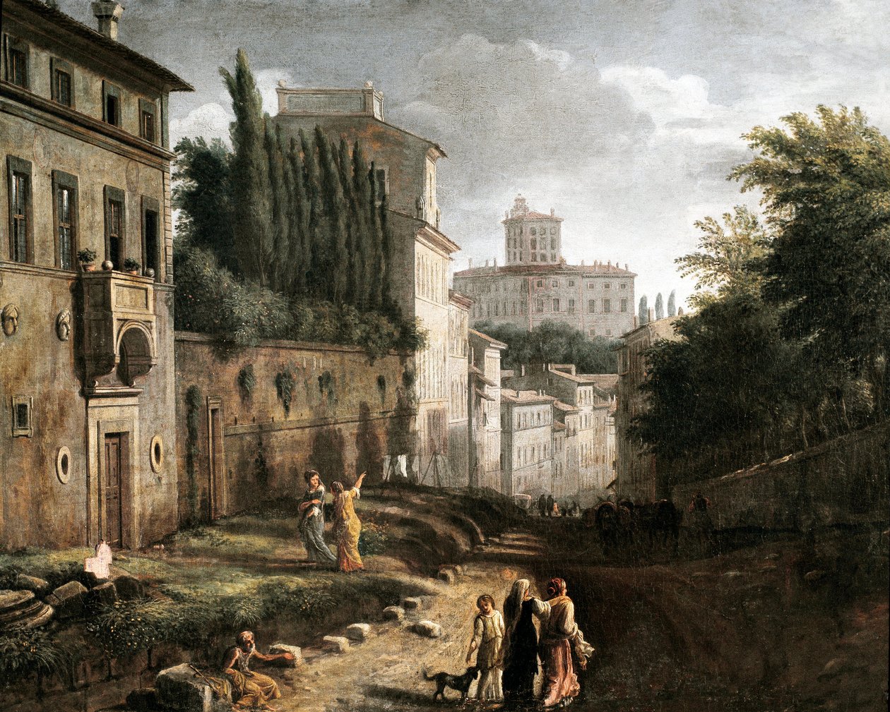 Udsigt over San Bonaventura-gaden i Palatine-bakken i Rom (maleri af Italian School