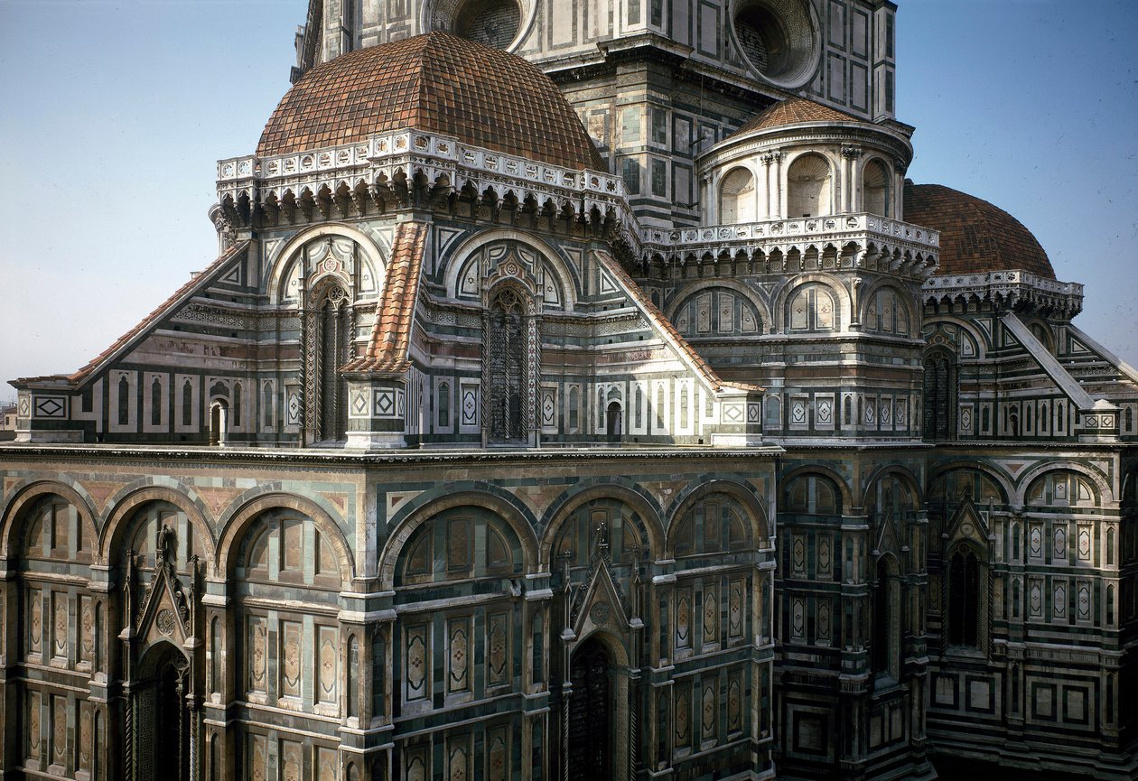 Udsigt over apsis af katedralen i Firenze (Duomo Santa Maria del Fiore). 14.-15. århundrede, Firenze, Italien af Italian School