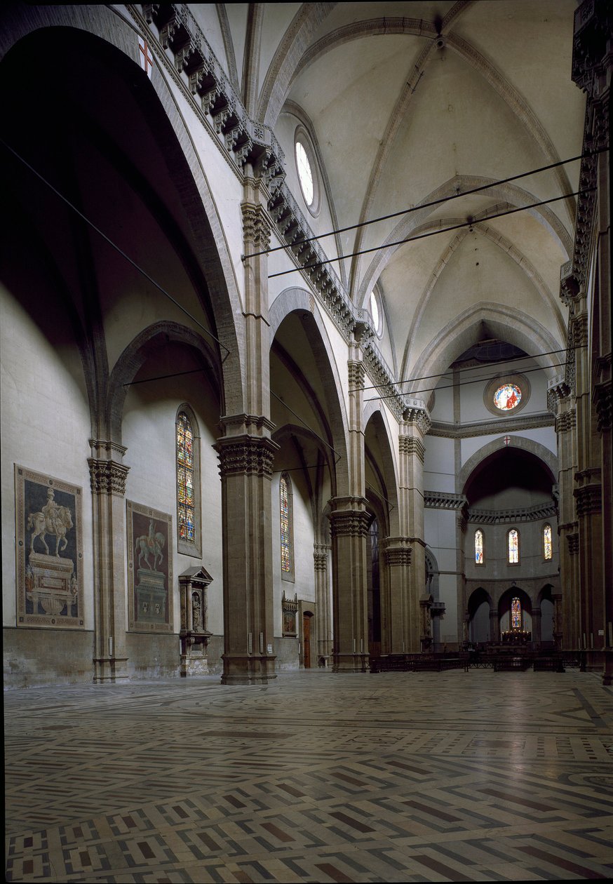 Udsigt over det indre af katedralen i Firenze (Duomo Santa Maria del Fiore). 14.-15. århundrede, Firenze, Italien af Italian School