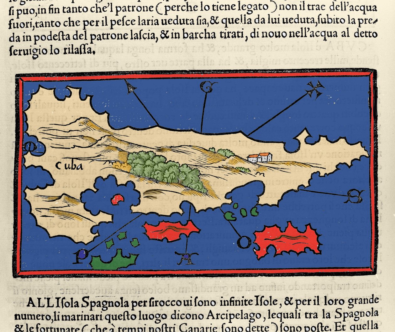 Udsigt over øen Cuba. Isolario (kort over øer) af Benedetto Bordone. Venedig 1547 af Italian School