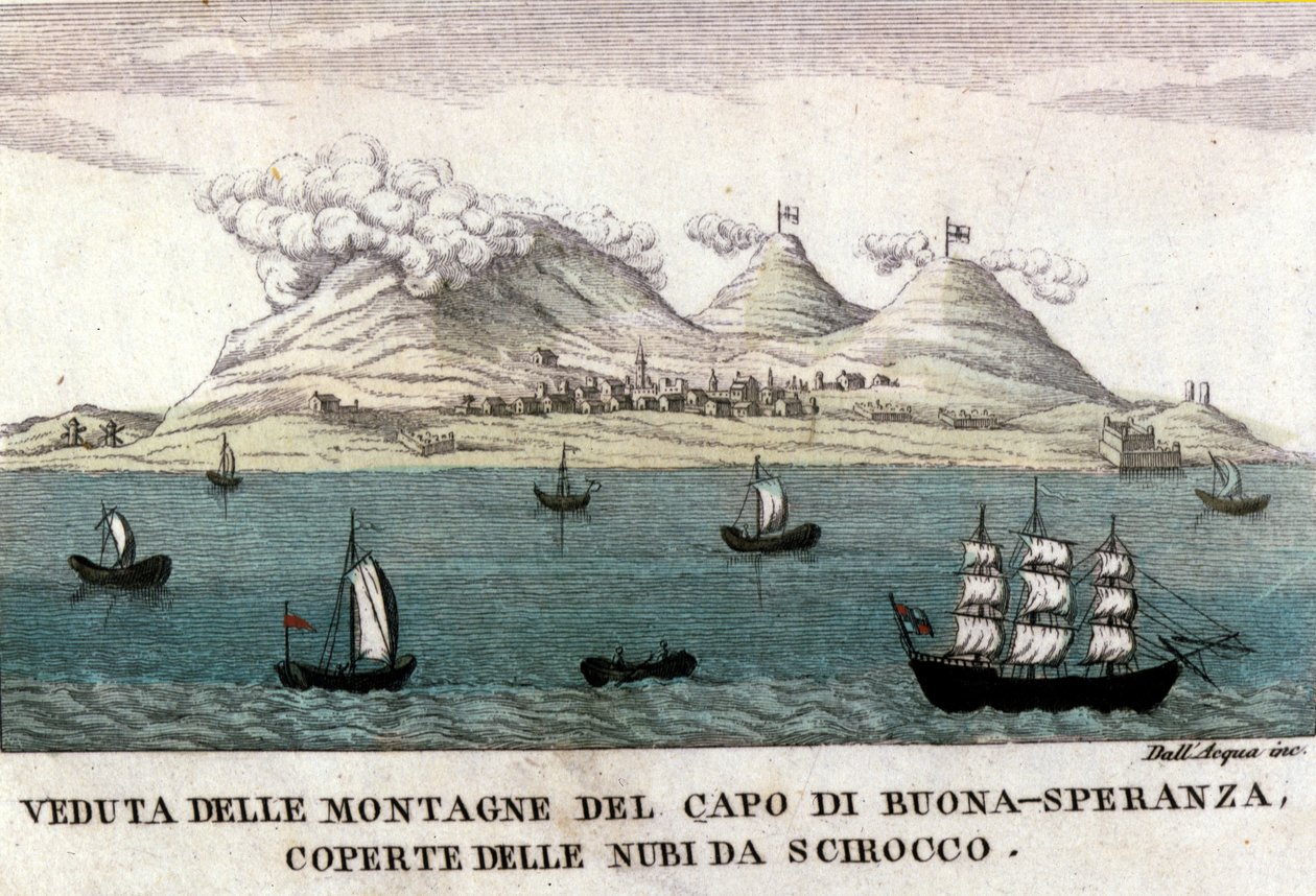 Udsigt over bjergene i Cape of Good Esperance af Italian School