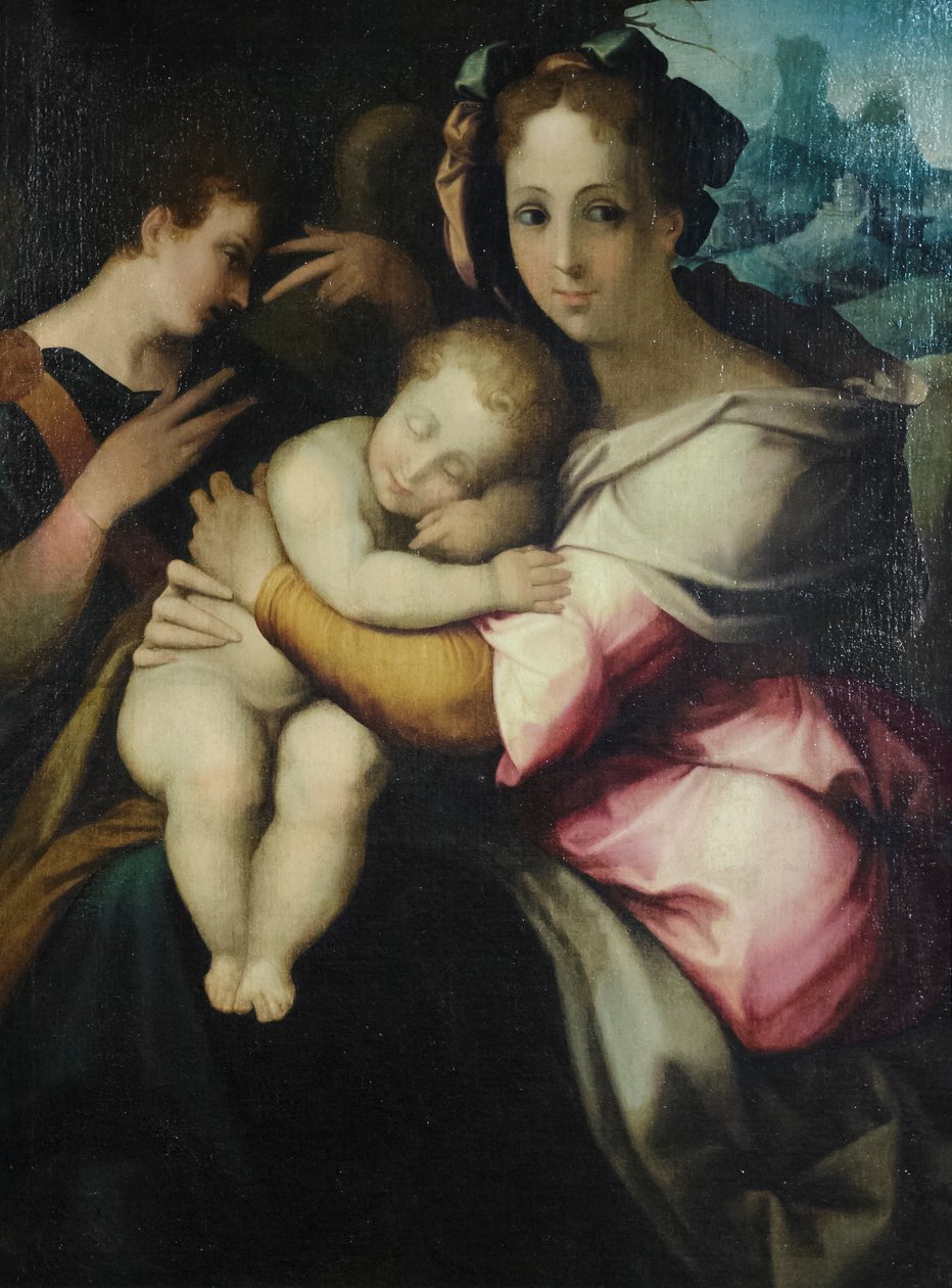 Jomfru og barn, ukendt kunstner fra Toscana, midten af det 16. århundrede (olie på lærred) af Italian School