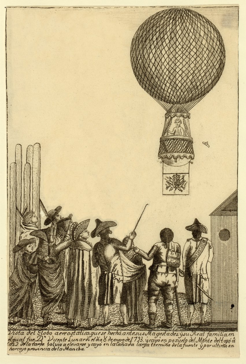 Udsigt over luftballonen, der blev lavet før hans majestæts pub. 1793. af Italian School