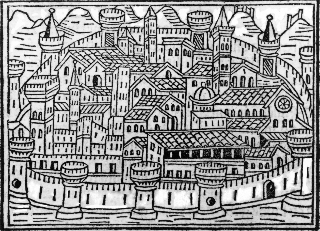 Muret by fra Supplementum Chronicarum af Giacomo Filippo Foresti, 1506 af Italian School