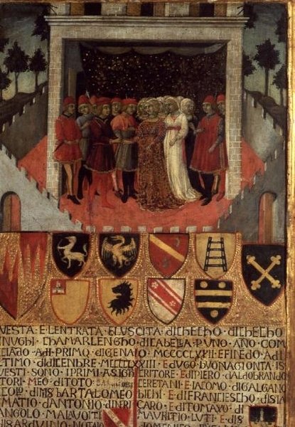Bryllupsfest, Sienese, ca. 1400 af Italian School