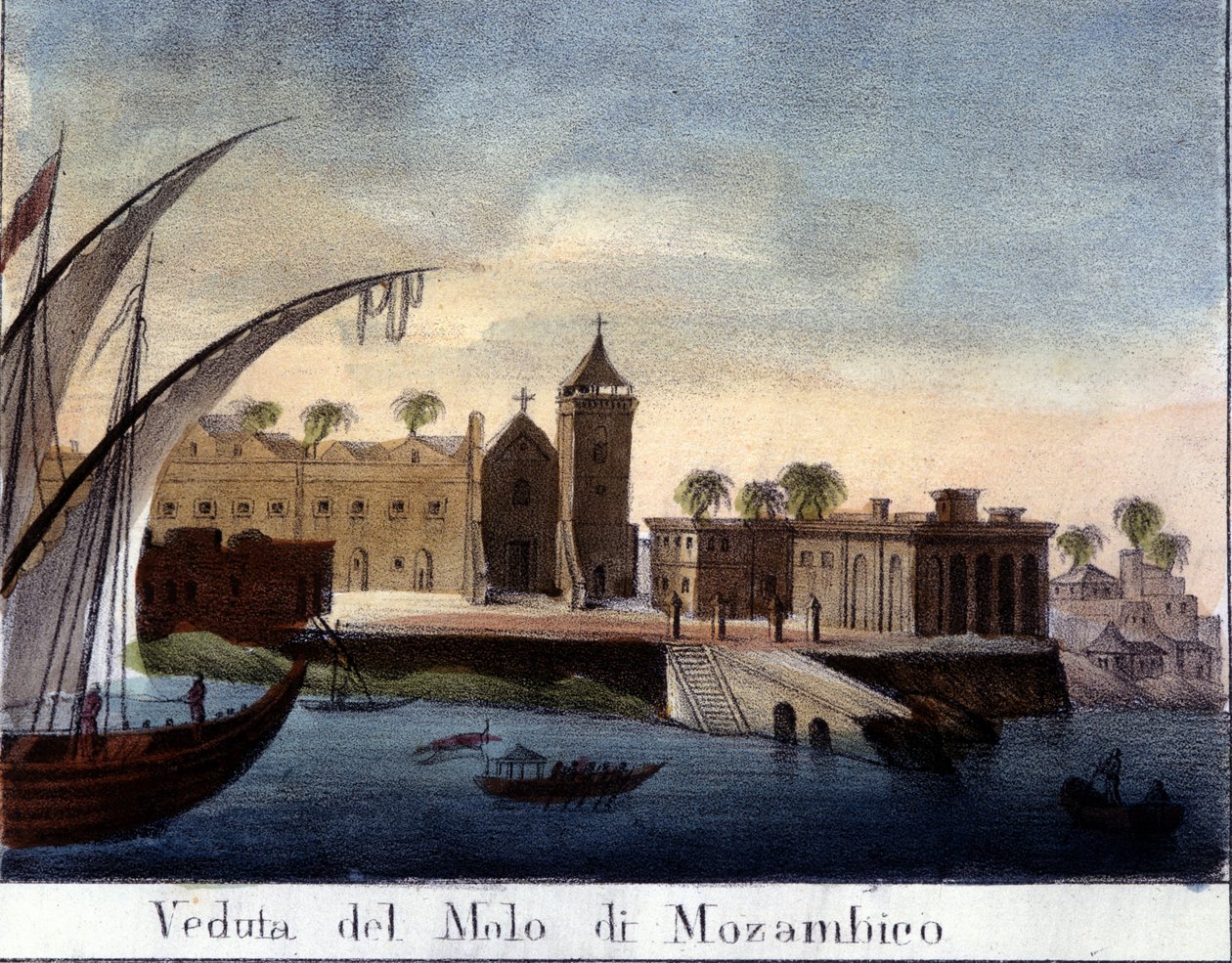 Kaj i Mozambique, tidligere portugisisk provins. af Italian School