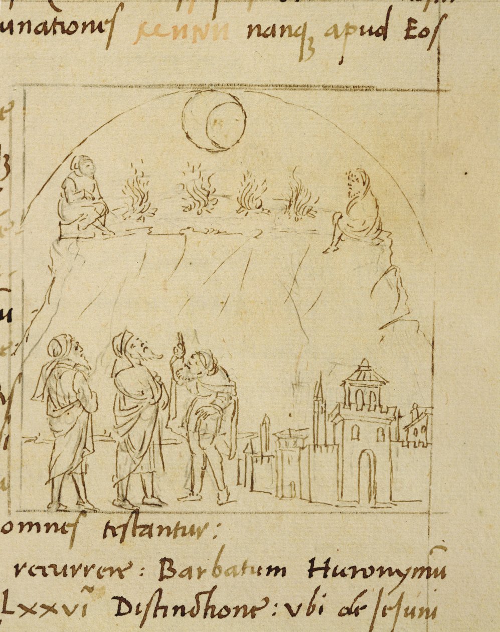 Ms.LAT.446 fol.2v Vismændene studerer stjernernes bevægelse for at bestemme den nøjagtige dato for påsken, fra Ortopascha af Pilgrim Priscian af Italian School Italian School