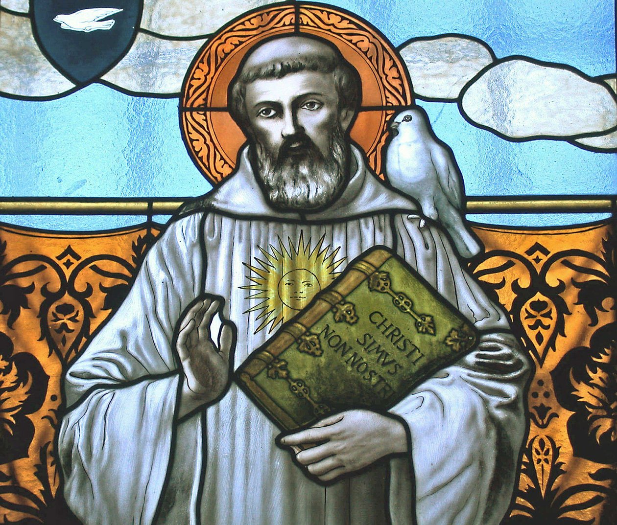 Vindue, der forestiller St. Columbanus (detaljer) af Italian School Italian School