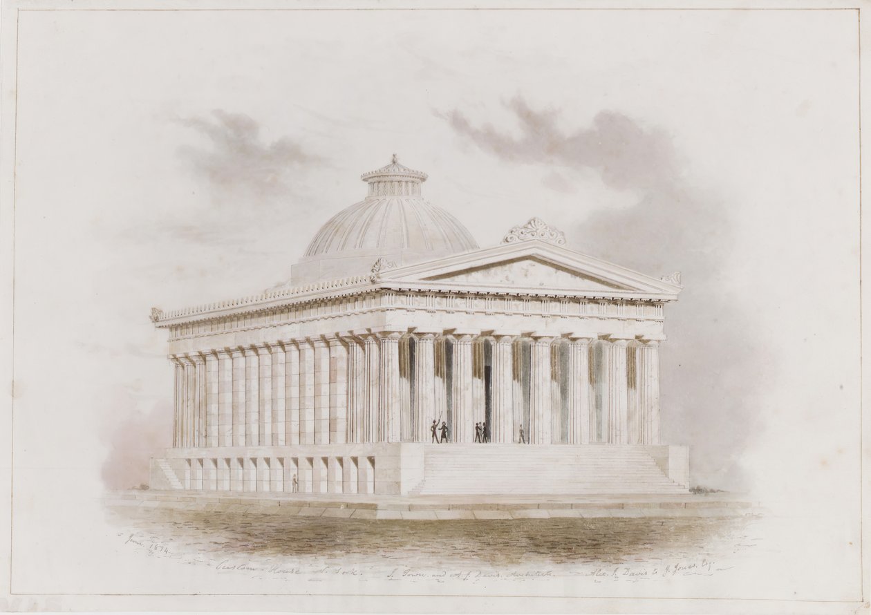 U.S. Custom House, New York-perspektiv, 1834 af Ithiel Town