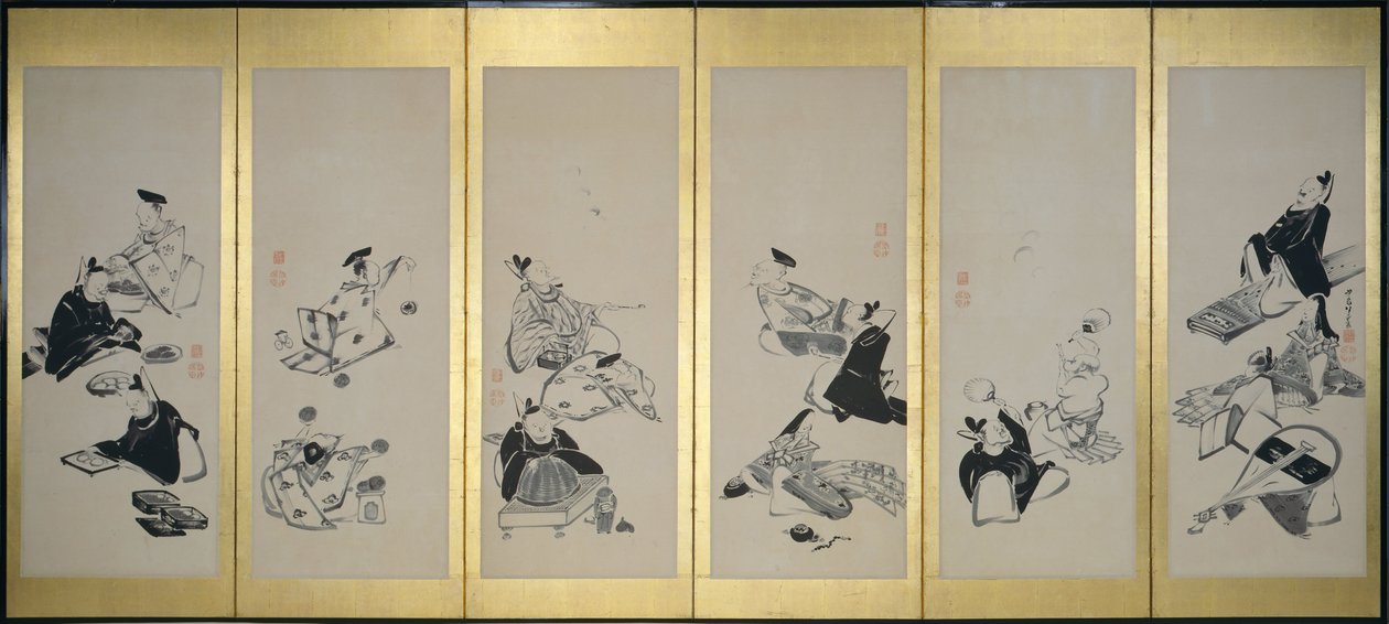 De seksogtredive udødelige digtere, 1798 af Ito Jakuchu