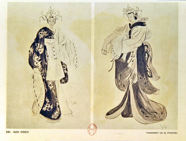Kostumedesign til operaen Turandot af Giacomo Puccini (1858-1924) af Iudi Cozzi