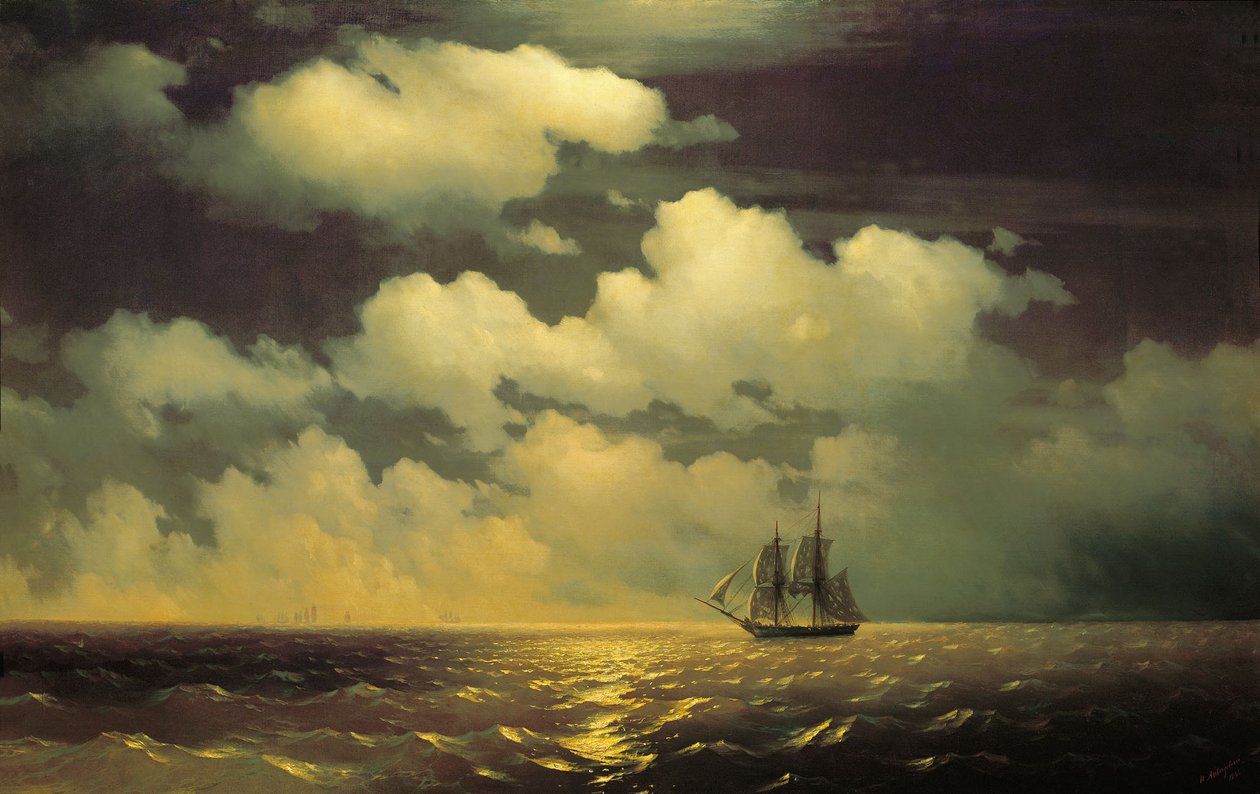 Brig Mercury efter at have besejret to tyrkiske skibe af Ivan Konstantinovich Aivazovsky
