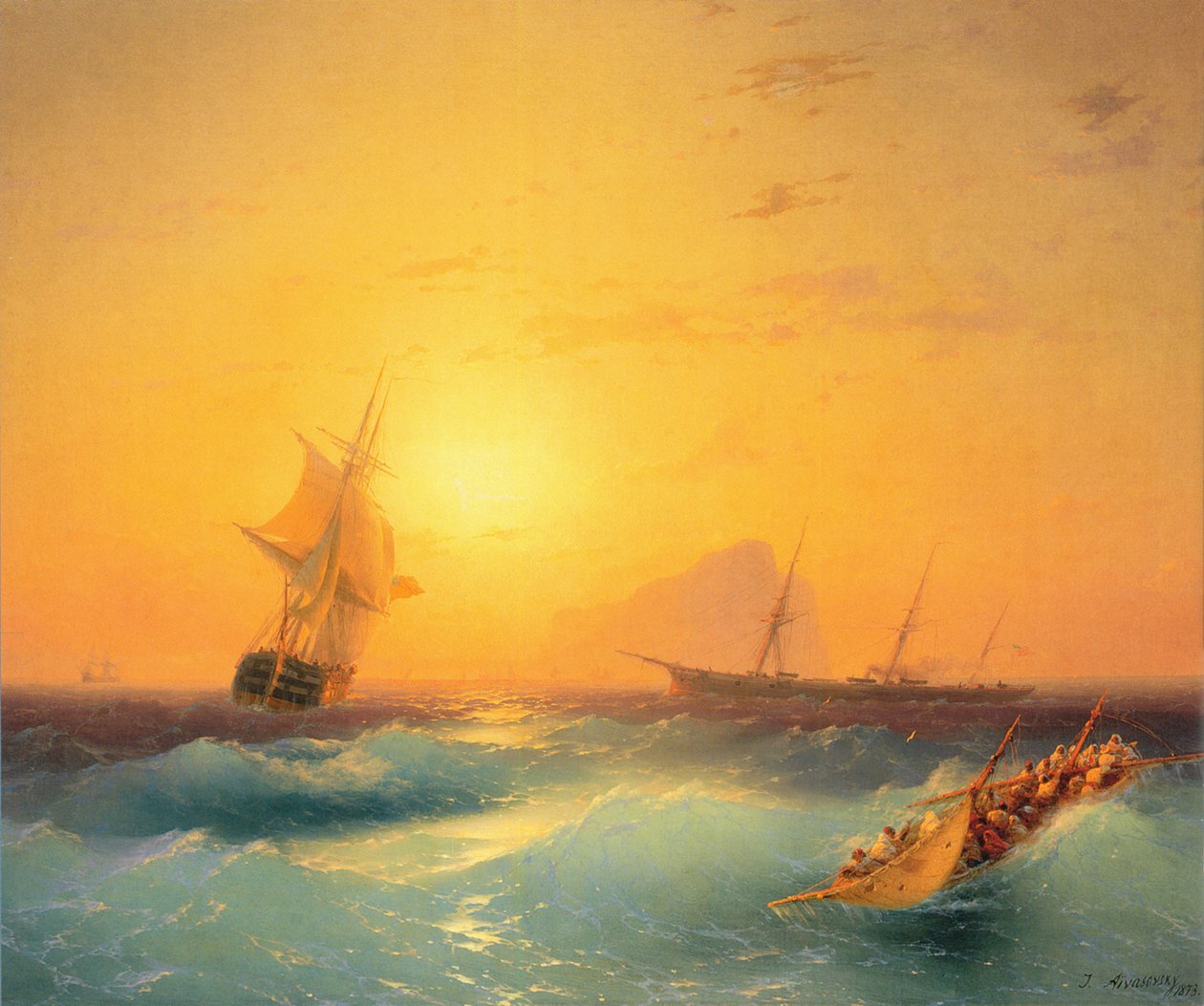 Amerikanske skibe ud for Gibraltar -klippen af Ivan Konstantinovich Aivazovsky