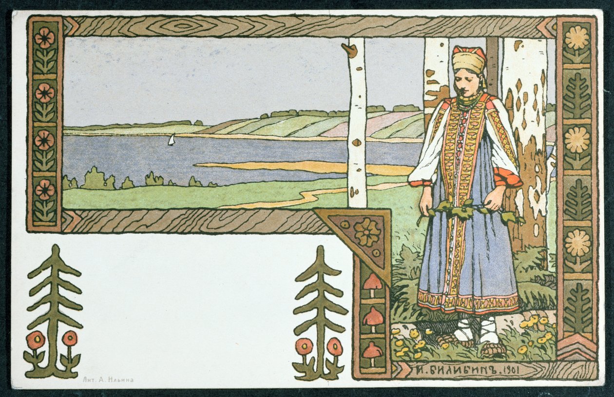 Den unge pige og birketræet, 1901 af Ivan Yakovlevich Bilibin