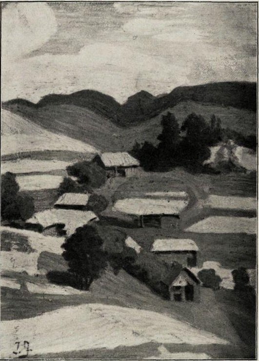 En landsby i Bohinj -hjørnet af Ivan Grohar