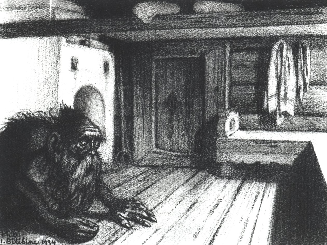 Domovoi, husets ånd, 1934 (kul på papir) af Ivan Yakovlevich Bilibin