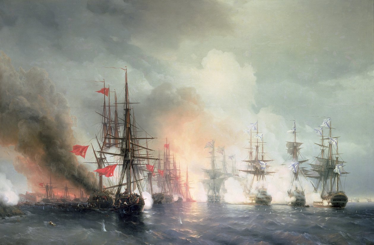 Russisk-tyrkisk søslag ved Sinop den 18. november 1853, 1853 af Ivan Konstantinovich Aivazovsky