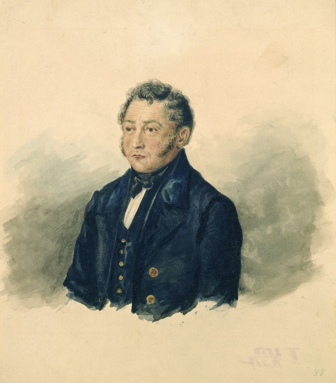Portræt af Fadei Venediktovich Bulgarin, ca. 1840 af Ivan Nikolayevich Terebenev