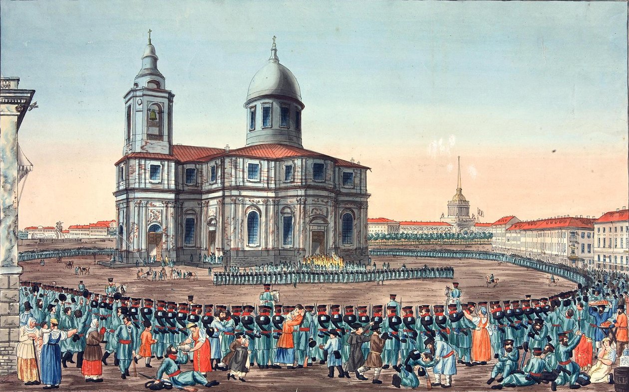 Peoples Militia modtaget på St Isaacs Square i Sankt Petersborg, 1815 af Ivan Alexeyevich Ivanov