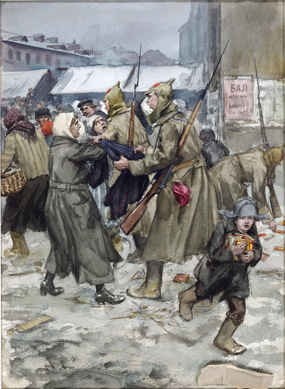 Frihandel i Petrograd af Vladimirov, Ivan Alexeyevich (1869-1947). Akvarel, Gouache på papir af Ivan Alexeyevich Vladimirov