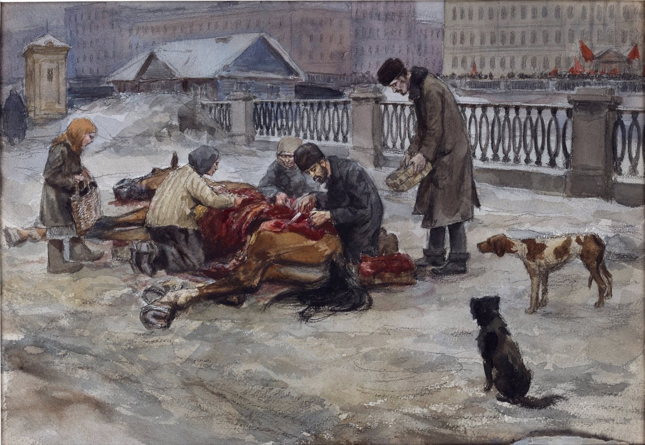 Sultne år i Petrograd af Vladimirov, Ivan Alexeyevich (1869-1947). Akvarel, Gouache på papir af Ivan Alexeyevich Vladimirov