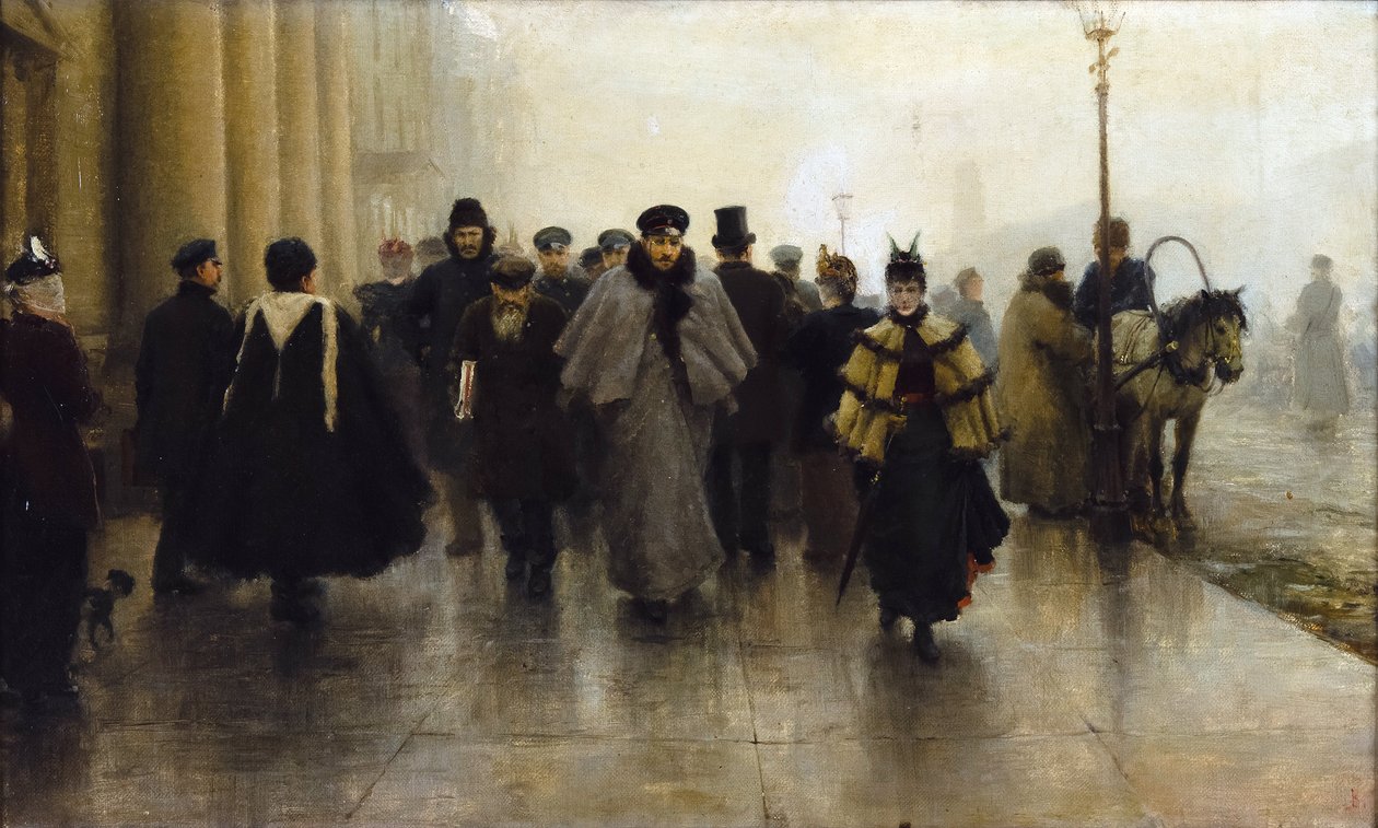 La perspective Nevski - Nevsky Prospekt - Ivan Alexeyevich Vladimirov (1869-1947). Olie på lærred, begyndelsen af 1890