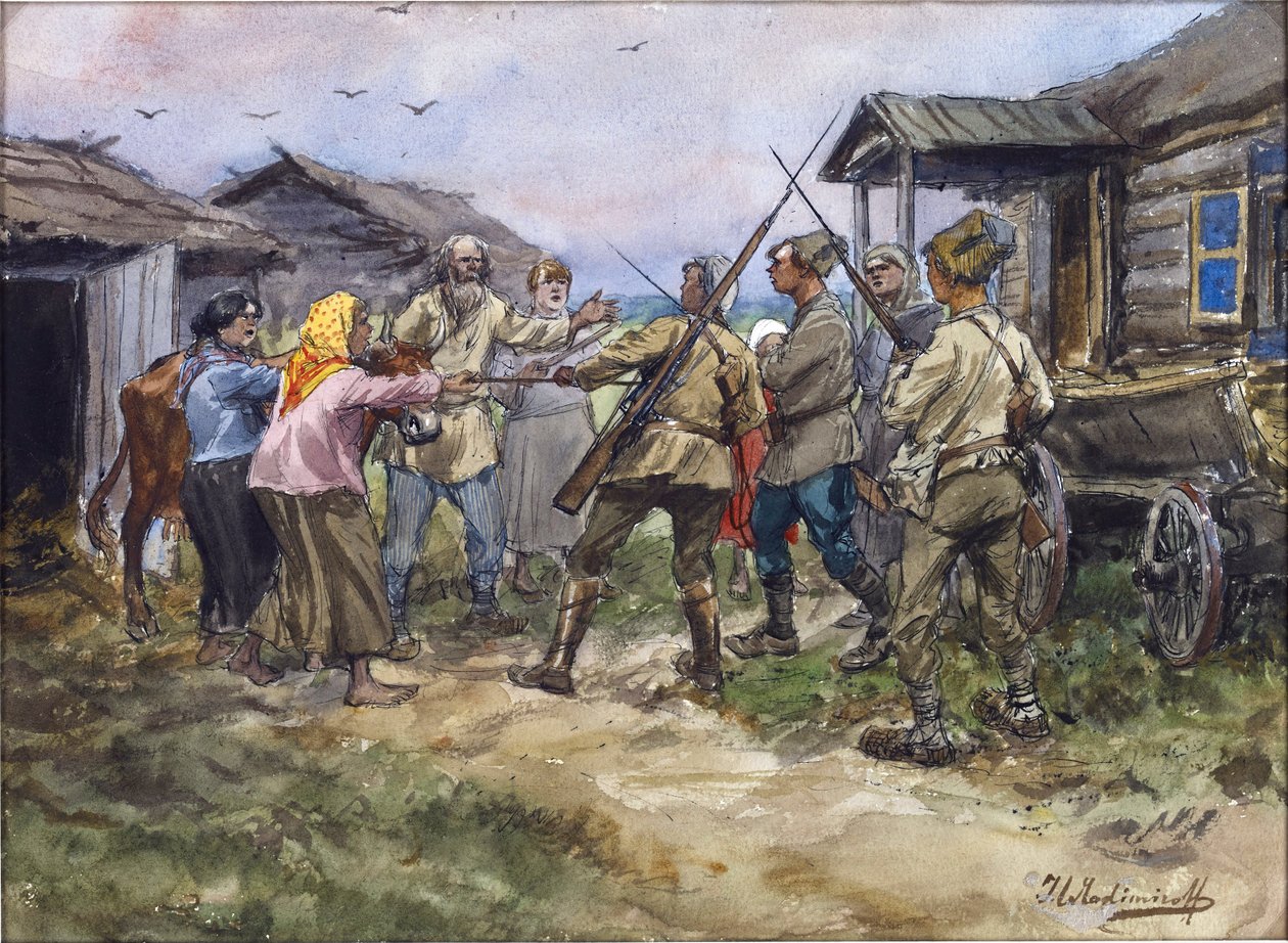 Rekvisition af kvæg til den røde hær i en landsby nær Luga af Ivan Alexeyevich Vladimirov