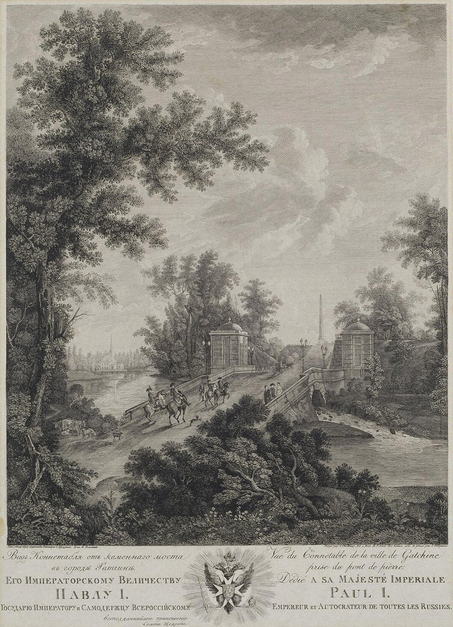 Udsigt over Connetable Square fra Stone Bridge i Gatchina, 1800 af Ivan Dmitryevich Telegin