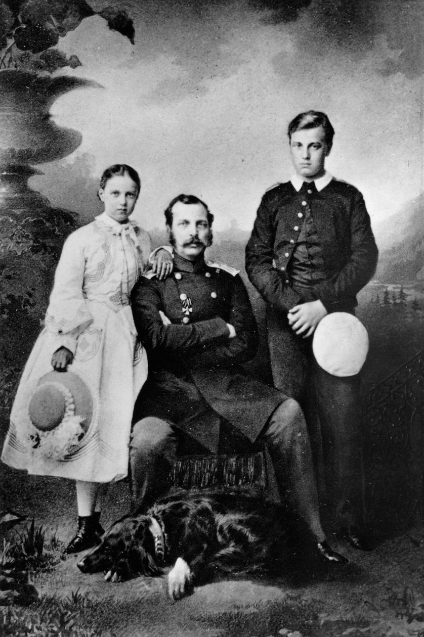 Zar Alexander II af Rusland med sin datter Maria og søn Alexei, 1863 af Ivan Fyodorovich Alexandrovsky