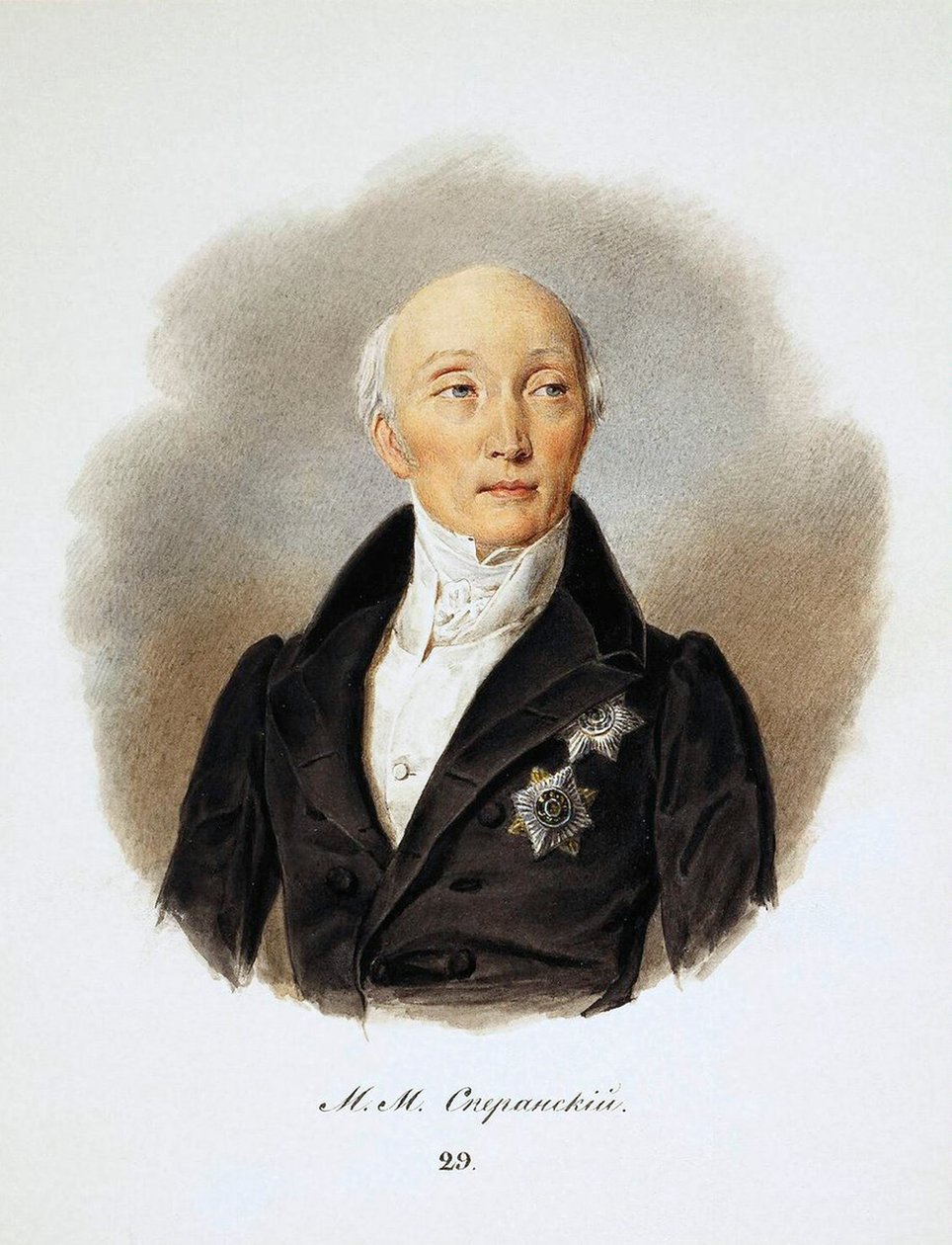 Portræt af udenrigsministeren og reformatorerne grev Michail Speransky, 1772-1839, 1839. af Ivan Ivanovich Reimers
