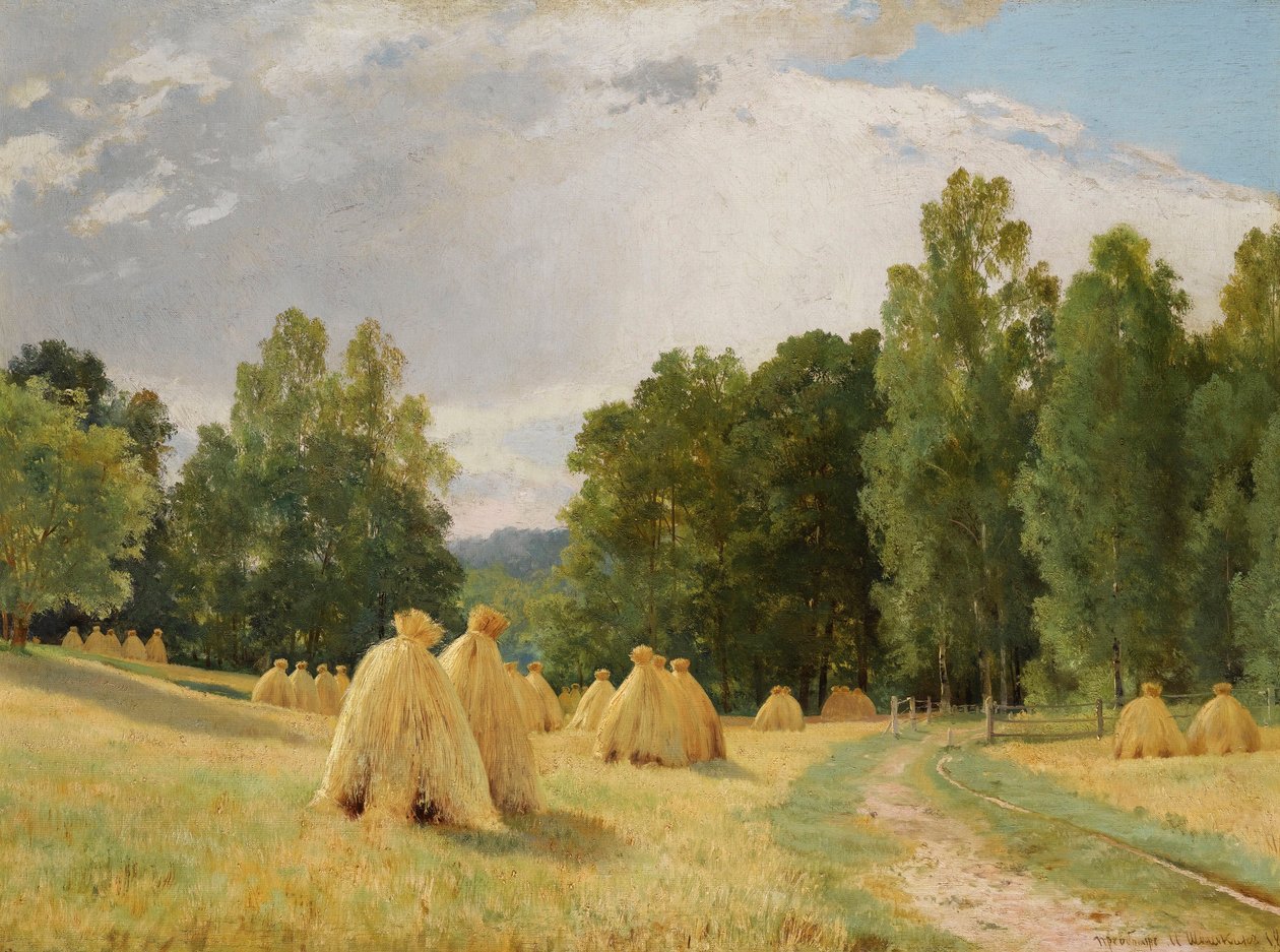 ""Meules de foin a Preobrajenskoie, Russie"" (høstakke, Preobrazhenskoe) Peinture d