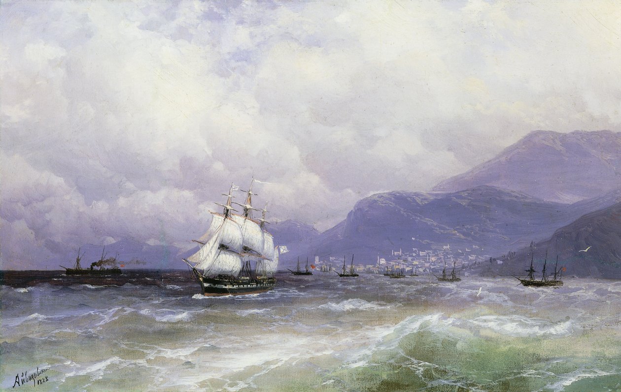 Et kystlandskab med forsendelse ud for Trebizond, 1888 af Ivan Konstantinovich Aivazovsky