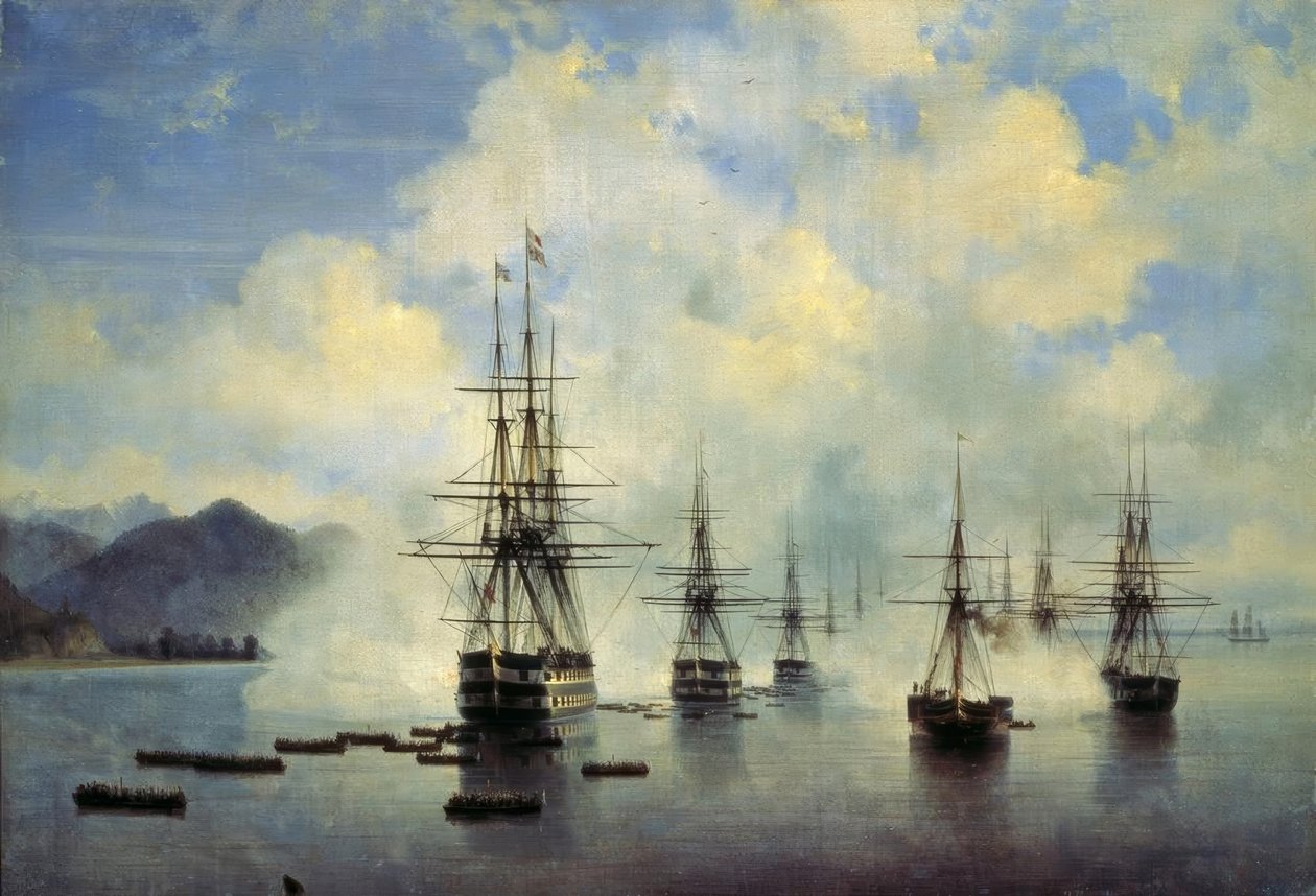 General N.Raewskis landgang nær Subaschi i juli 1839. af Ivan Konstantinovich Aivazovsky