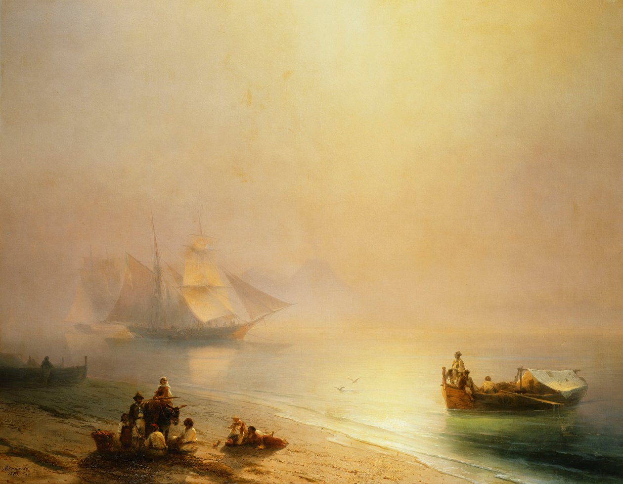 Fiskere ved kysten, Napoli-bugten, 1873 af Ivan Konstantinovich Aivazovsky