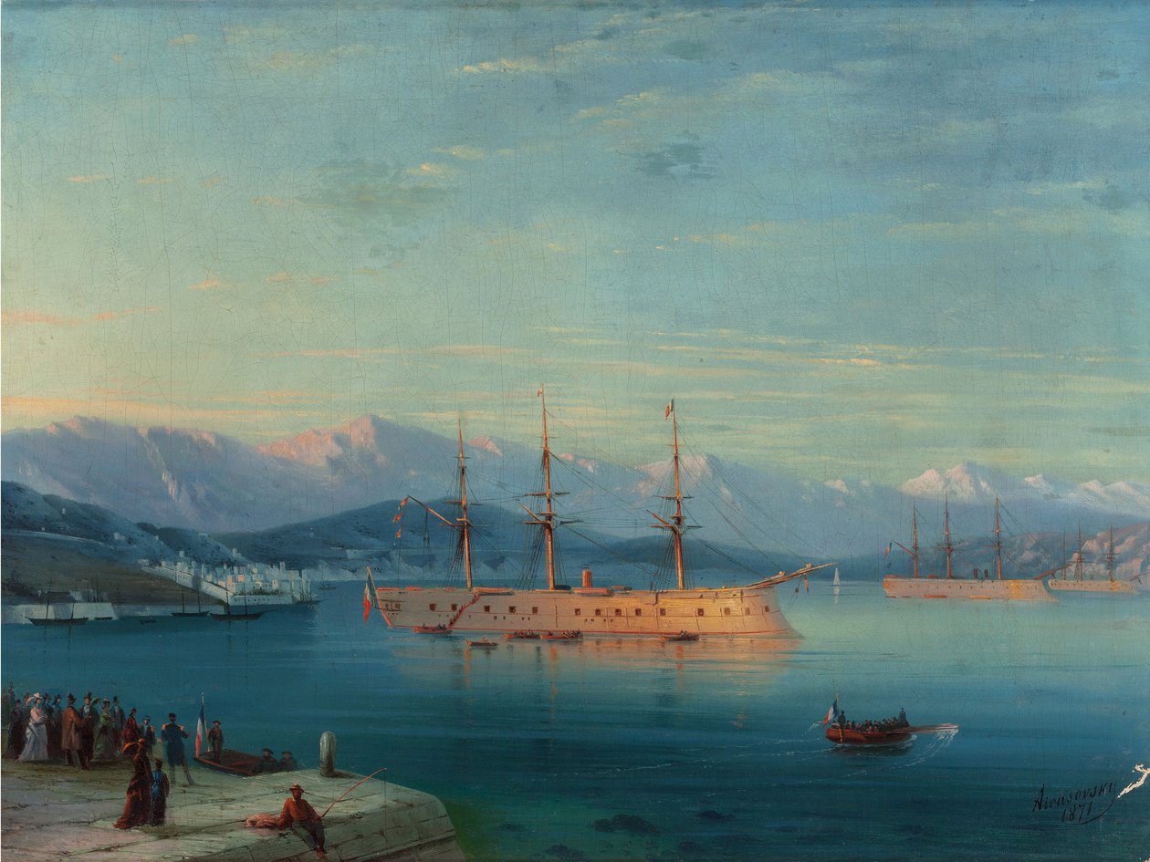 Franske skibe afgår fra Sortehavet 1871 (olie på lærred) af Ivan Konstantinovich Aivazovsky
