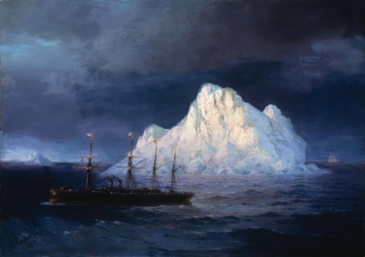 I.K. Aiwasowski, Damfschiff bei Eisberg / Maleri, 1894 af Ivan Konstantinovich Aivazovsky