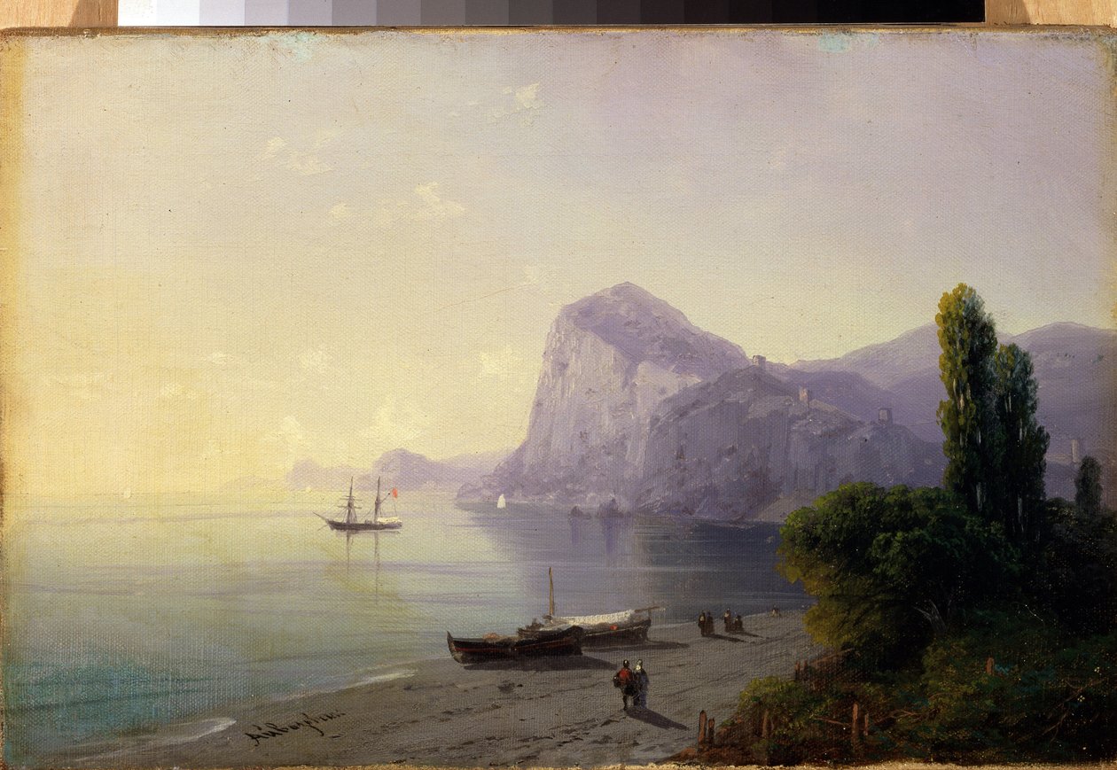 La forteresse de Sudak (Ukraine) (Sudak, fæstning). Peinture af Ivan Konstantinovich Aivazovsky (Ivan Konstantinovich Aivazovsky af Ivan Konstantinovich Aivazovsky