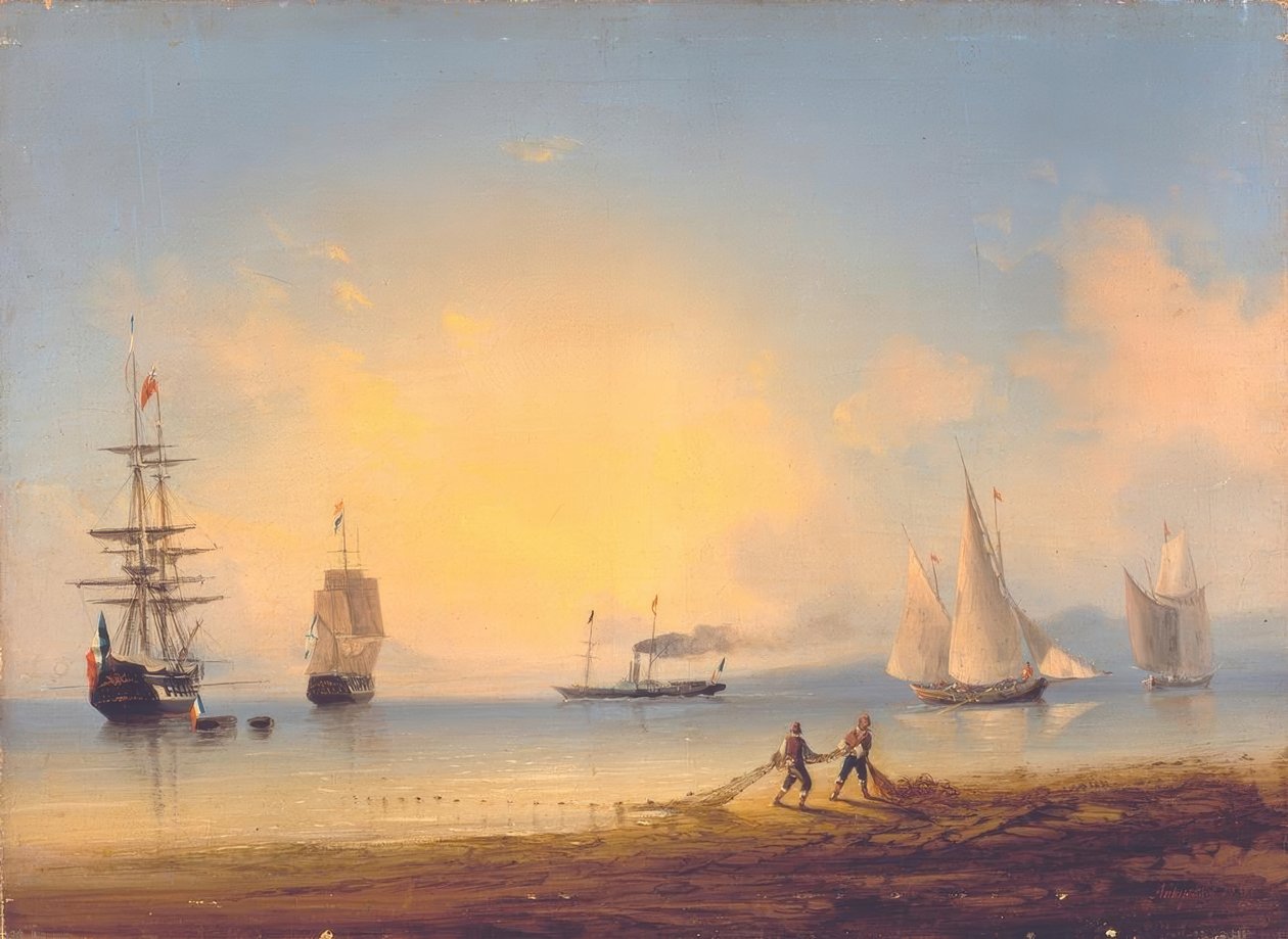 Russiske og franske fregatter af Ivan Konstantinovich Aivazovsky