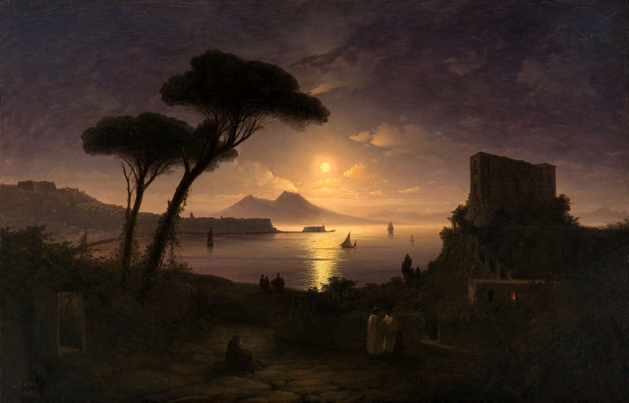 Napoli-bugten ved måneskin nat, 1842 af Ivan Konstantinovich Aivazovsky