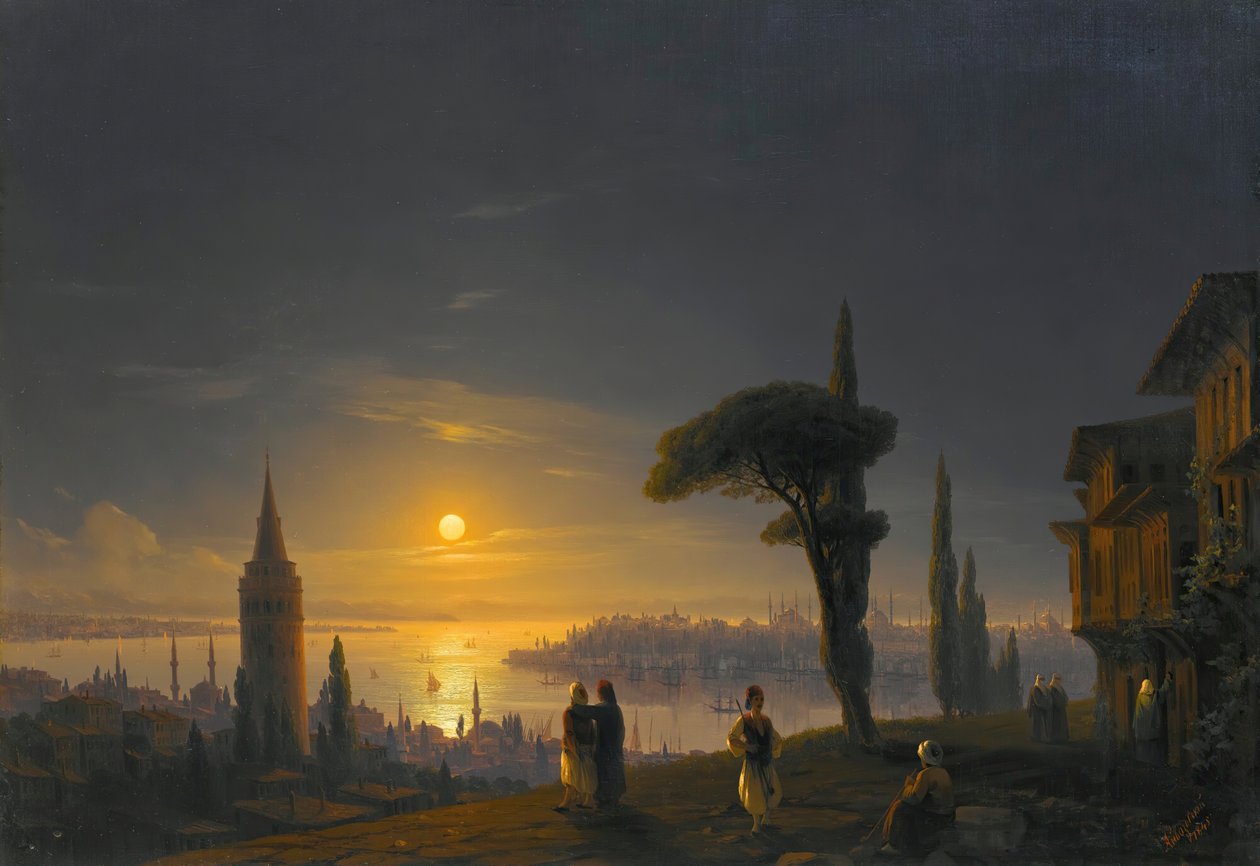 Galata-tårnet ved måneskin, 1845. af Ivan Konstantinovich Aivazovsky