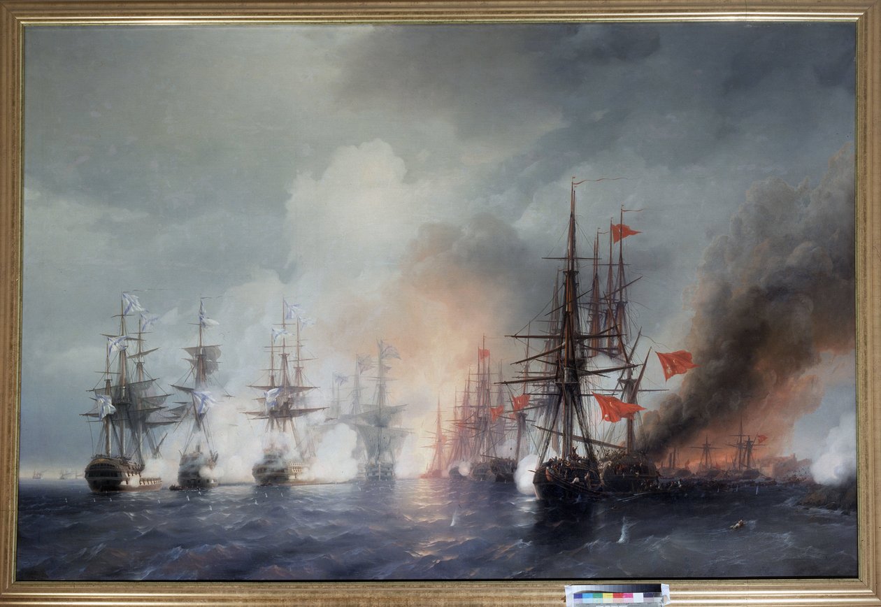 Slaget ved Sinop den 30. november 1853 af Ivan Konstantinovich Aivazovsky