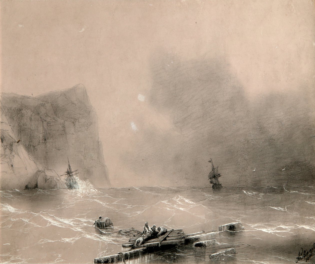 Katastrofen for den britiske flåde ud for Balaclavas kyst den 14. november 1854, 1854 af Ivan Konstantinovich Aivazovsky