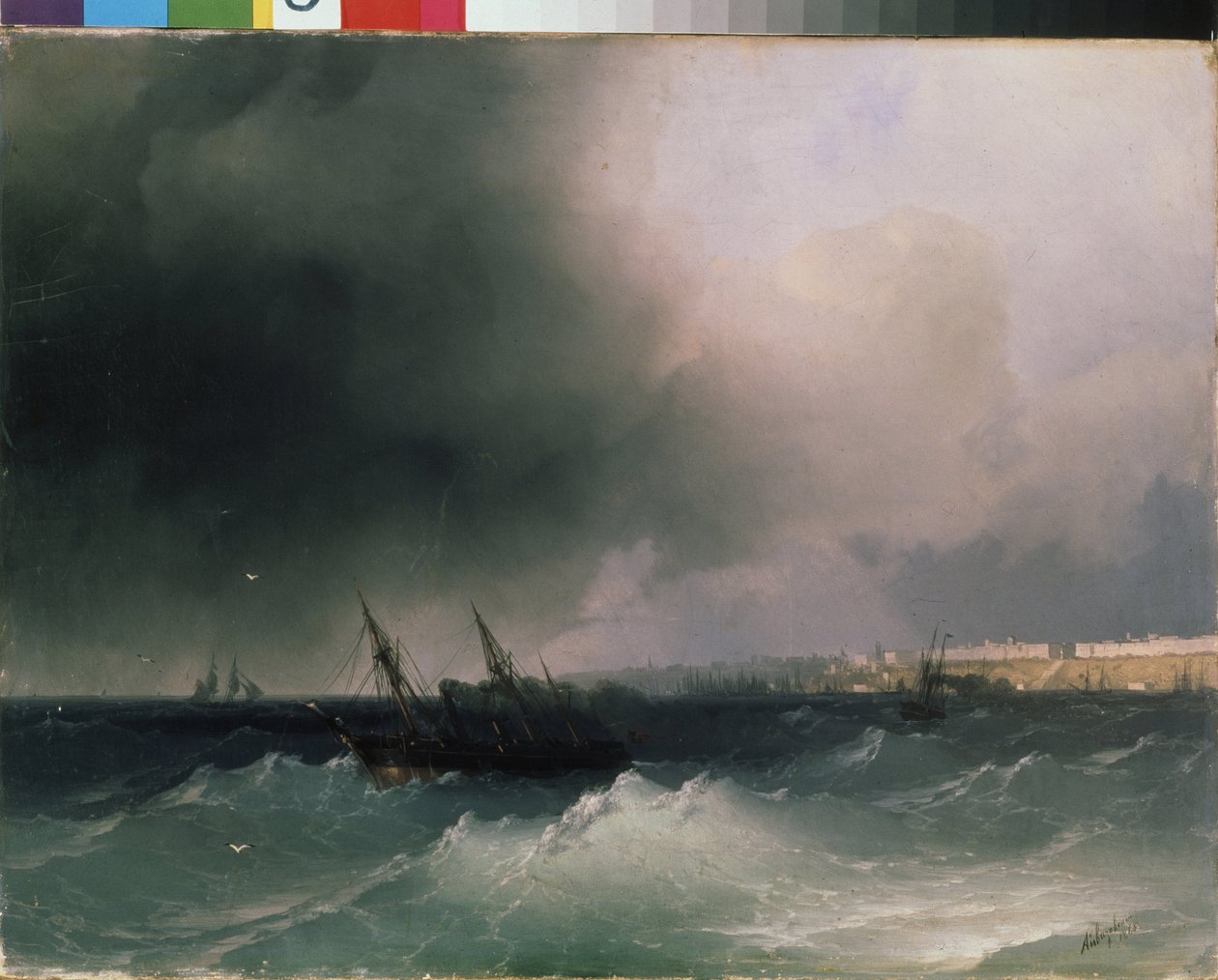 Udsigt over Odessa fra havet (Ukraine). Maleri af Ivan Konstantinovich Aivazovsky (1817-1900). Olie på lærred, 45 x 58 cm af Ivan Konstantinovich Aivazovsky