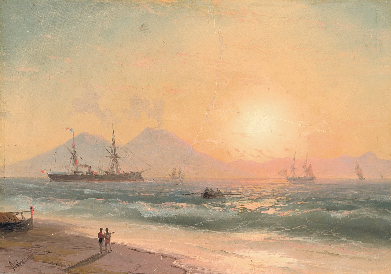 Ser skibe ved solnedgang, af Ivan Konstantinovich Aivazovsky