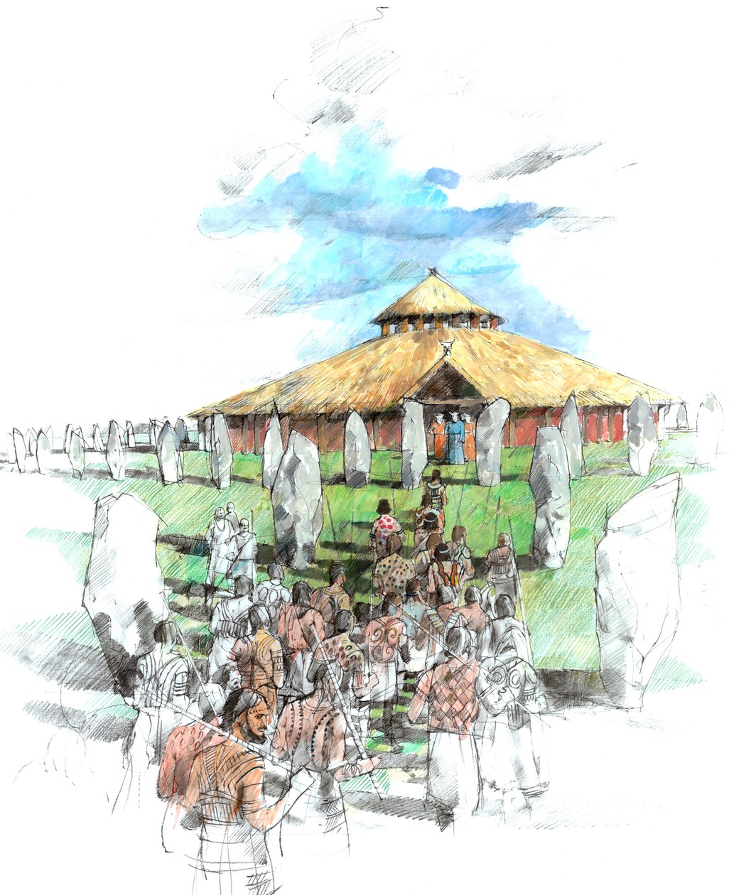 Ceremoniel procession Avebury Stone Circle-helligdommen, Wiltshire, 3rd Millennium BC, c1990-2010. af Ivan Lapper