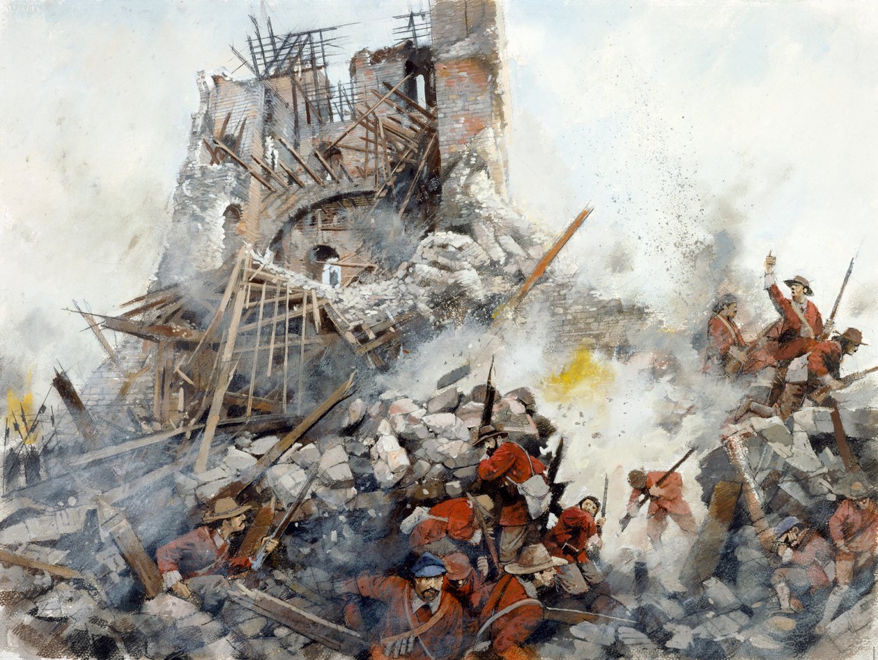 Destruction of the Keep, engelsk borgerkrig, Scarborough Castle, 1645, c1990-2010 af Ivan Lapper