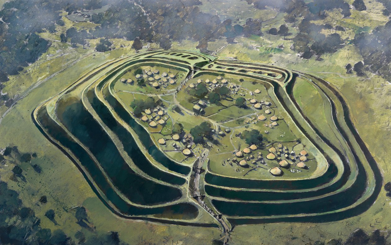 Old Oswestry Hill Fort, på højden af sin besættelse, jernalderen, c1970-2010 af Ivan Lapper
