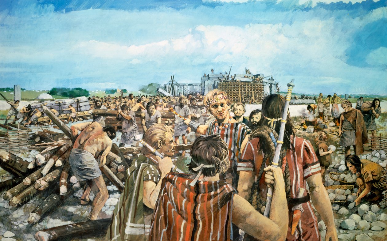 Stonehenge-konstruktion, c2300BC, c1990-2010 af Ivan Lapper